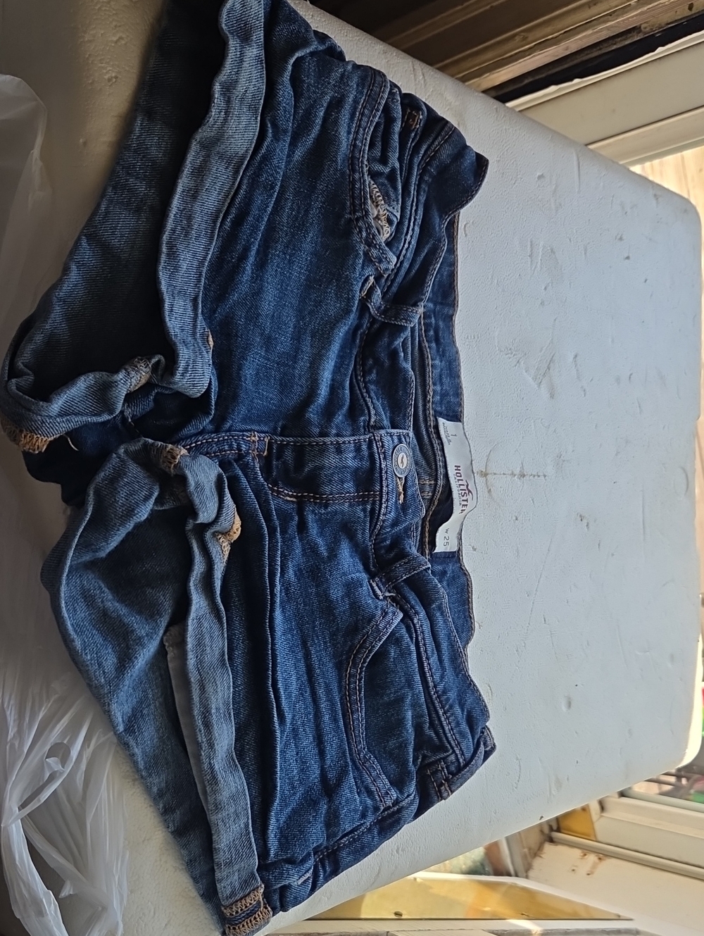 Hollister Blue Denim Women’s Shorts 1 Wasit 25 Y2k Bootie Shorts